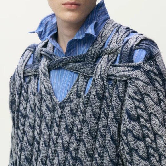 NWT Glenn Martens x H&M Cable-Knit Cutout Sweater sz Medium - Picture 8 of 8